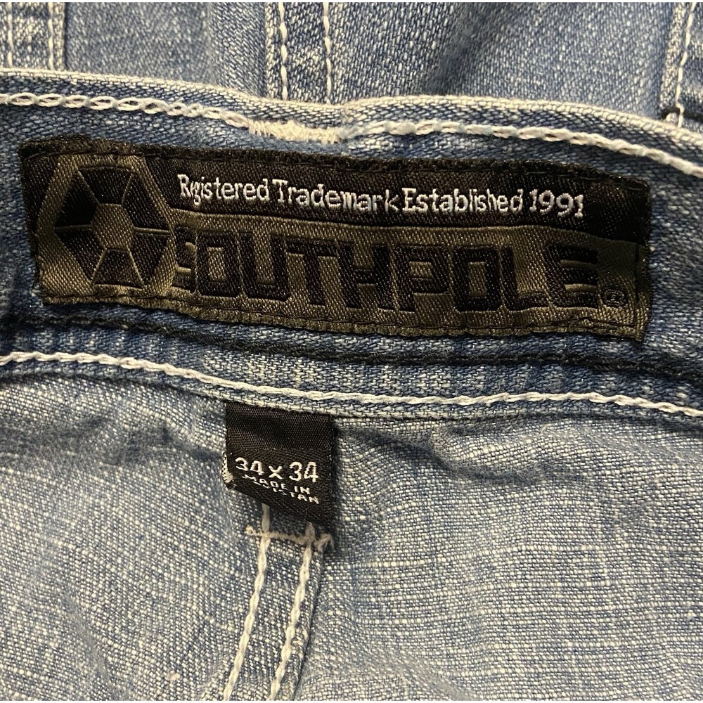 Southpole 4180 Jeans Mens‎ 34x34 Blue Light Wash Baggy Wide Leg Y2K Skate VTG - Picture 8 of 9